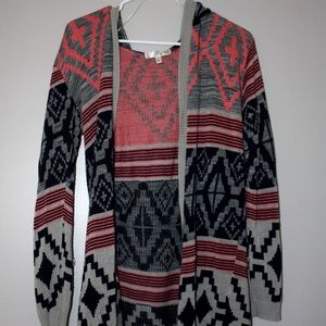 Say What? L Aztec Print Cardigan